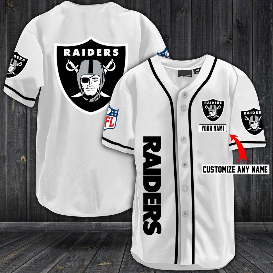 Oakland Raiders NFL Custom Name And Number Baseball Jersey Shirt For Fans