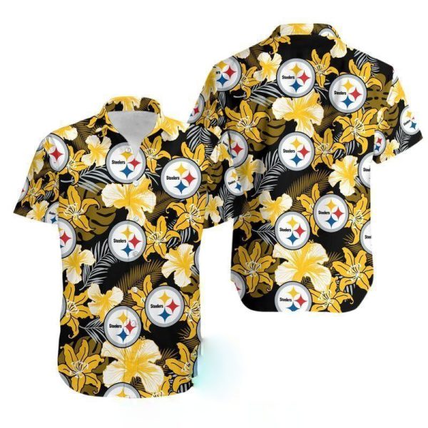 steelers hawaiian shirt, pittsburgh steelers hawaiian shirt, hawaiian steelers shirt, steelers aloha shirt, steelers tropical shirt, hawaiian pittsburgh steelers, steelers hawaiian