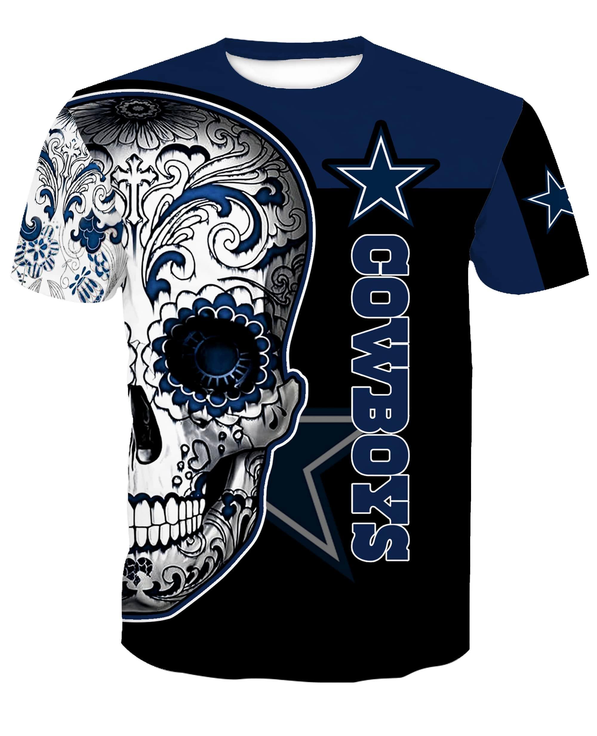 Dallas Cowboys Sugar Skull All Over Print T-Shirt V46 - Tana Elegant
