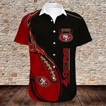 San Francisco 49ers Hawaiian Shirts Fireball Button Short Sleeve V44 - Tana  Elegant