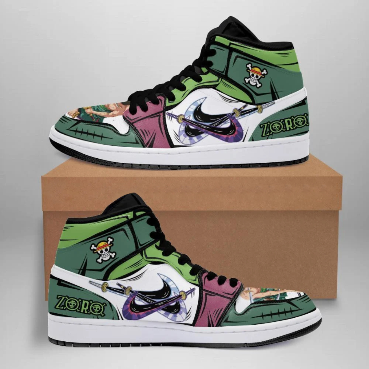 Roronoa Zoro Santoryu Three Swords OP Custom Shoes V19 - Vascara