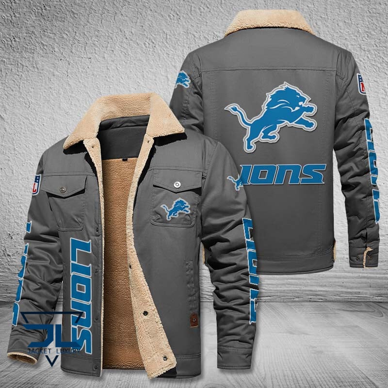 Detroit Lions Fleece Leather Jacket V3116 On Sale - Tana Elegant