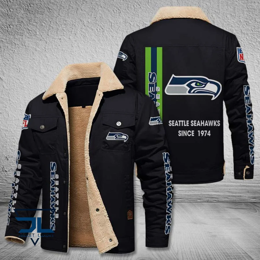 Seattle Seahawks Fleece Leather Jacket V3116 On Sale - Tana Elegant