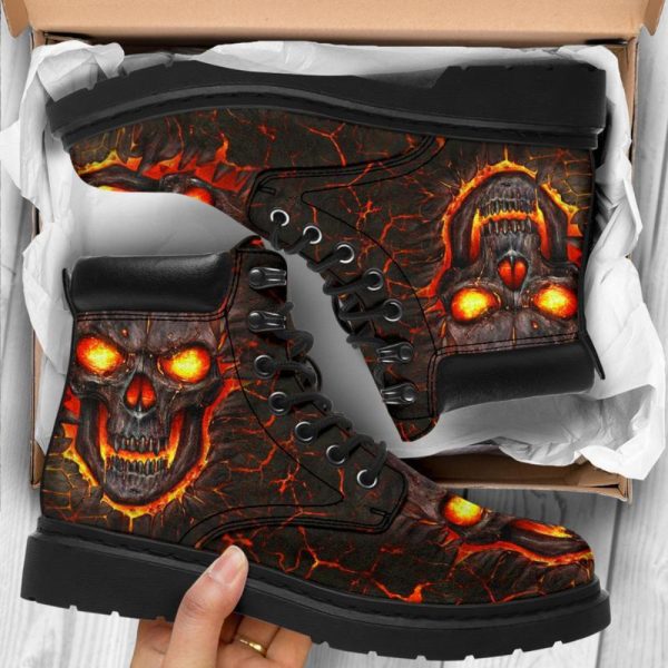 Skull Leather Boots For Women and Men V06