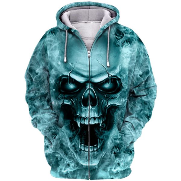 Skull Hoodies Skull Smoke All Over Print T-Shirt Hoodie Sweatshirt V19