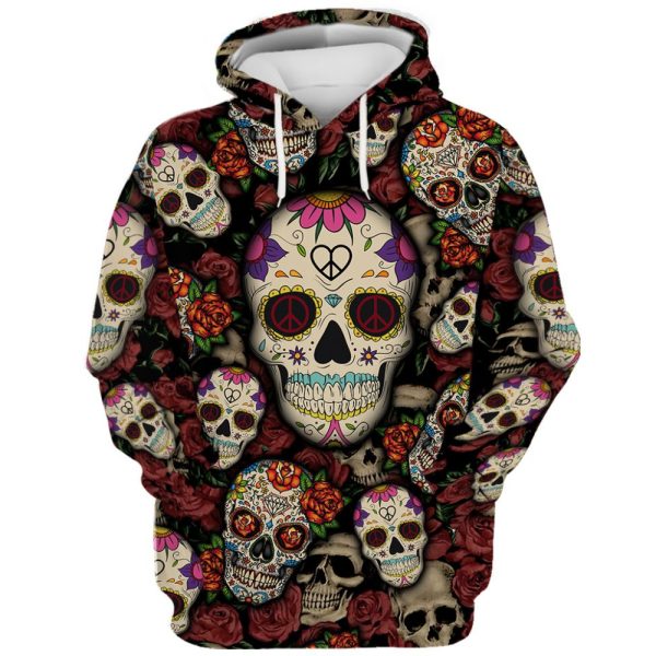 Skull and Rose Hippie Logo T-Shirt Hoodie Sweatshirt V41