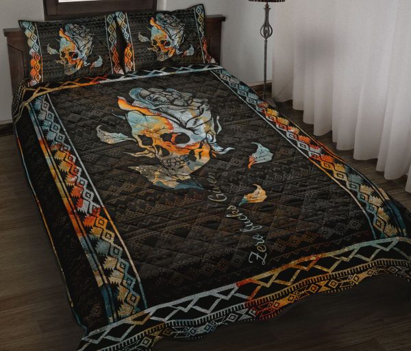 Zero Fucks Given Skull Quilt Bedding Bed Set & Pillow Covers