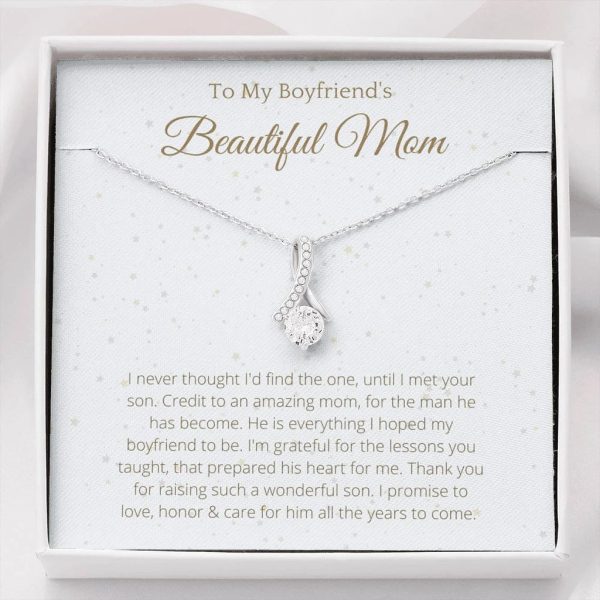 To My Boyfriend's Mom Ribbon Necklace - Gift for Boyfriends Mom, Mothers Day Gift for Boyfriends Mom