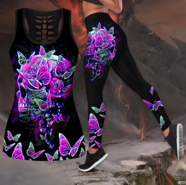 Skull Hoodies Skull Butterfly Graphics T-Shirt Hoodie Leggings V39