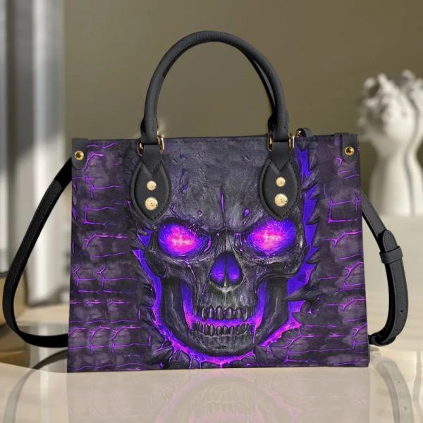 Skull Purses Purple Skull Leather Bag Handbag V01