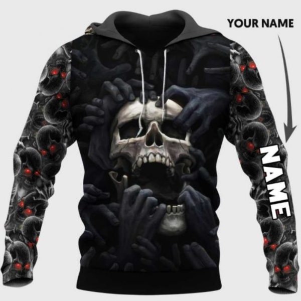 Personalized Red Eyes Screaming Skull Unisex T-Shirt Hoodie Sweatshirt V56