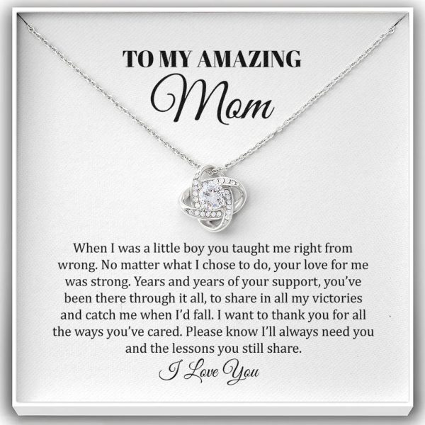 To My Amazing Mother No Matter What Love Knot, Mom Necklace, Mom Birthday Gift, Mother's Day Gifts