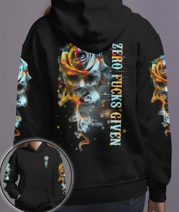 Skull Hoodies Zero Fucks Given Rose Smoke Vintage T-Shirt Leggings V12