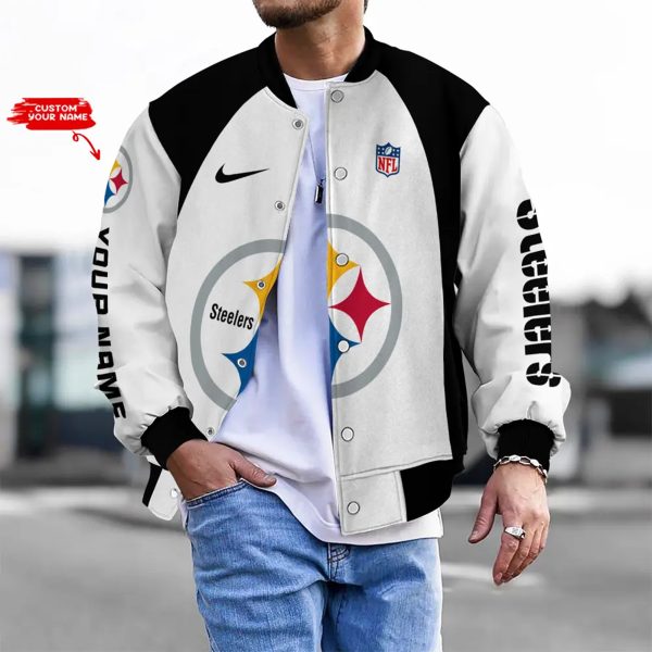 Customize Your Name With Pittsburgh Steelers Button Down Baseball Varsity Bomber Jacket