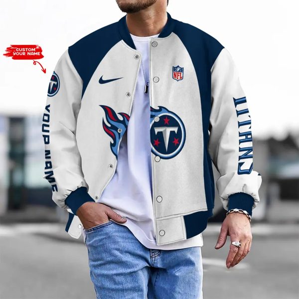 Customize Your Name With Tennessee Titans Button Down Baseball Varsity Bomber Jacket