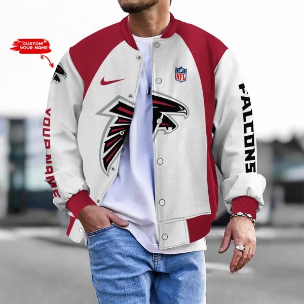 Customize Your Name With Atlanta Falcons Button Down Baseball Varsity Bomber Jacket