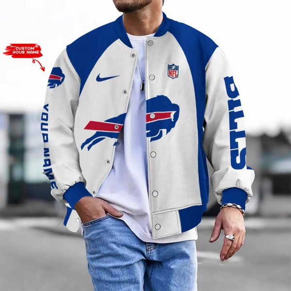 Customize Your Name With Buffalo Bills Button Down Baseball Varsity Bomber Jacket