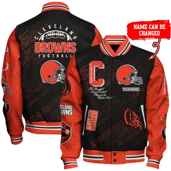 Customize Your Name With Cleveland Browns Button Down Baseball Jacket Version 4