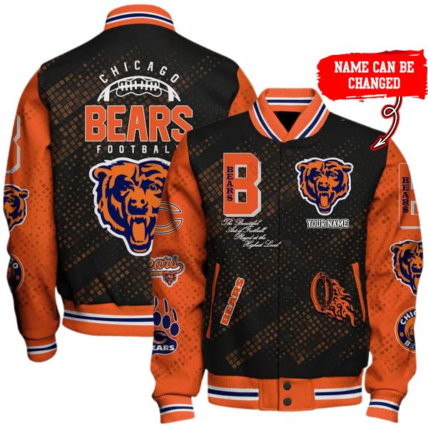 Customize Your Name With Chicago Bears Button Down Baseball Jacket Version 4