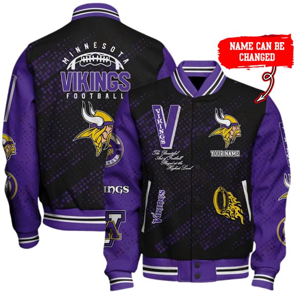 Customize Your Name With Minnesota Vikings Button Down Baseball Jacket Version 4