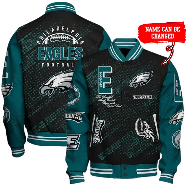 Customize Your Name With Philadelphia Eagles Button Down Baseball Jacket Version 4