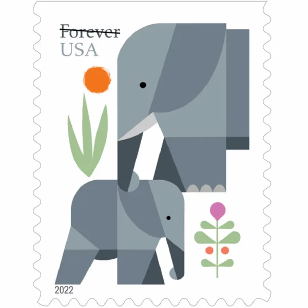 Forever Stamps Elephants 2022 Stamps Coil of 100 PCS/Roll