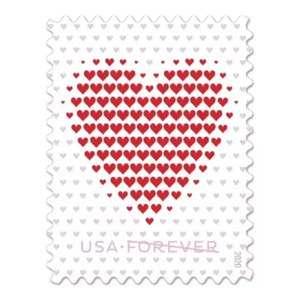 Forever Stamps Made of Hearts 2020 Stamps Coil of 100 PCS/Roll