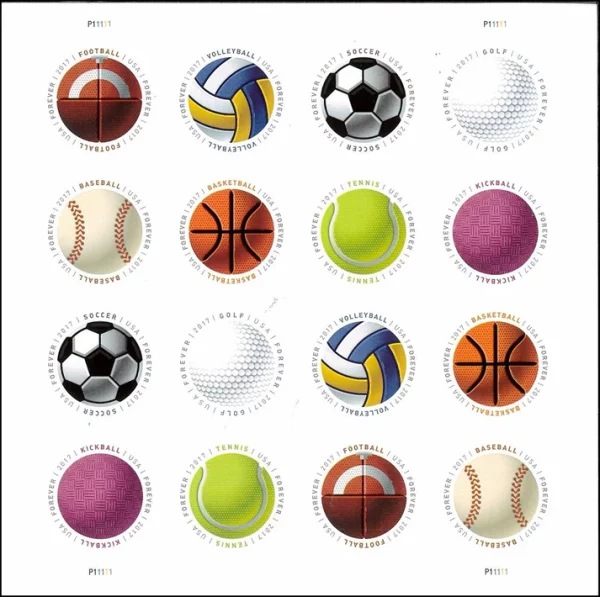 Forever Stamps Sports Balls 2017 Stamps Coil of 100 PCS/Roll