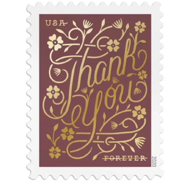 Forever Stamps Thank You 2020 Stamps Coil of 100 PCS/Roll