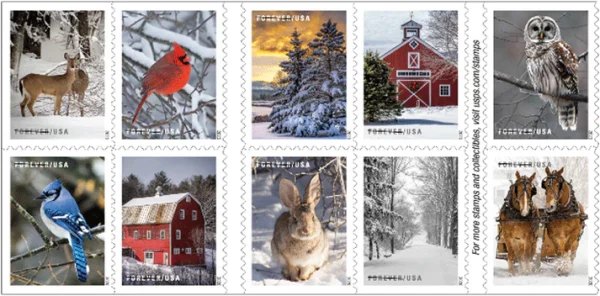 Forever Stamps Winter Scenes 2020 Stamps Coil of 100 PCS/Roll