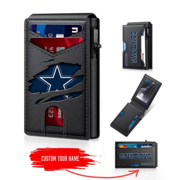 Dallas Cowboys – Custom Football RFID Blocking Pop Up Card Holder, Fashion Card Case Wallet