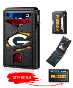 Green Bay Packers – Custom Football RFID Blocking Pop Up Card Holder, Fashion Card Case Wallet