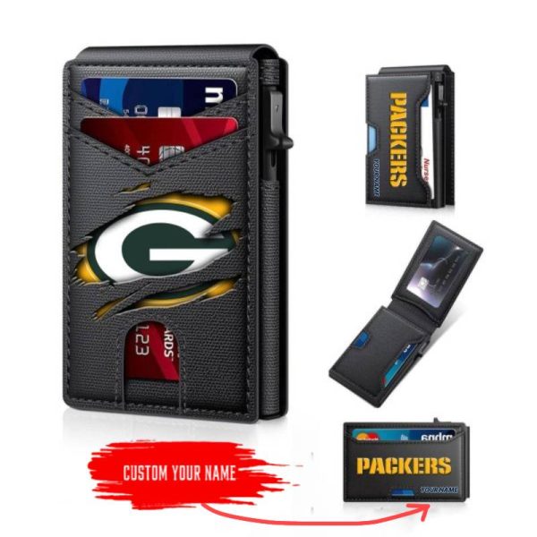 Green Bay Packers – Custom Football RFID Blocking Pop Up Card Holder, Fashion Card Case Wallet