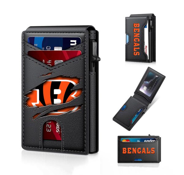 Cincinnati Bengals – Football RFID Blocking Pop Up Card Holder, Fashion Card Case Wallet