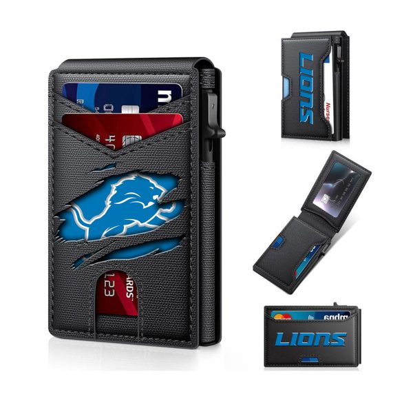 Detroit Lions – Football RFID Blocking Pop Up Card Holder, Fashion Card Case Wallet