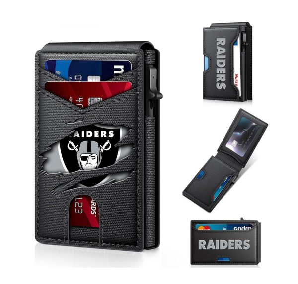 Las Vegas Raiders – Football RFID Blocking Pop Up Card Holder, Fashion Card Case Wallet