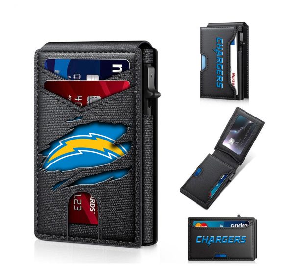 Los Angeles Chargers – Football RFID Blocking Pop Up Card Holder, Fashion Card Case Wallet